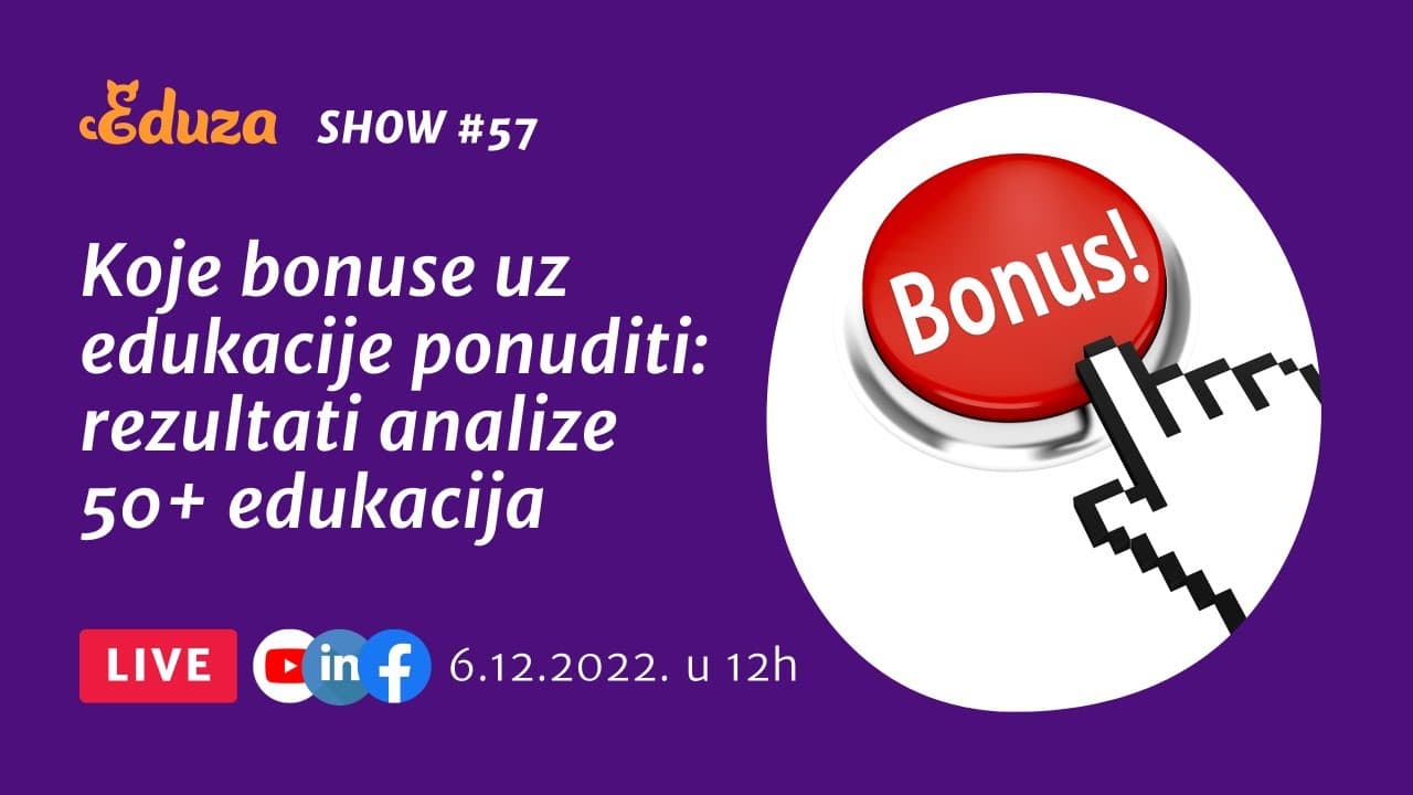 Koje bonuse ponuditi: rezultati analize 50+ edukacija | Eduza Show #57