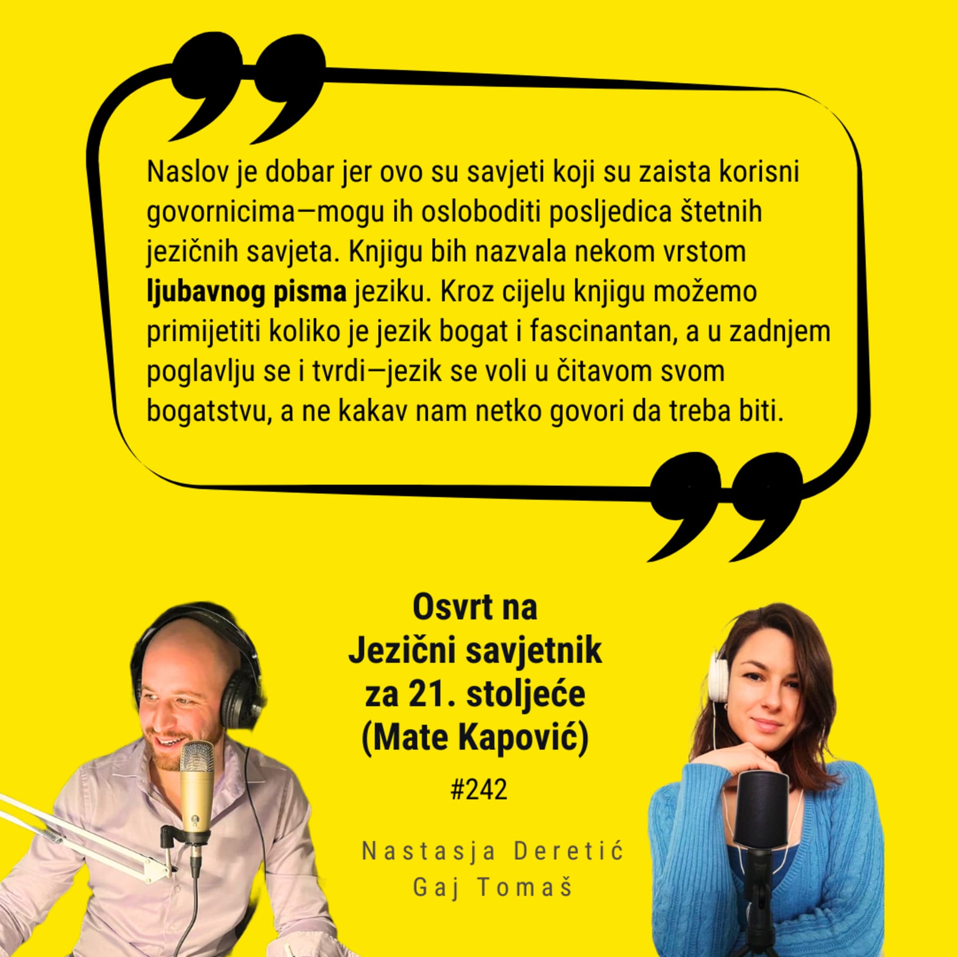 Ep. #242 – Osvrt na Jezični savjetnik za 21. stoljeće (Mate Kapović)